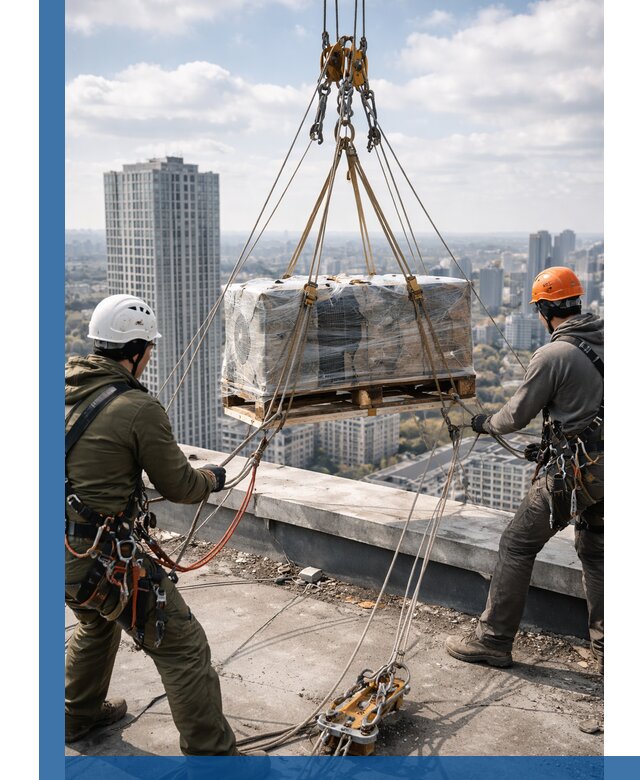Подъем и монтаж крупногабаритных грузов на крышу в Вятских Поляне