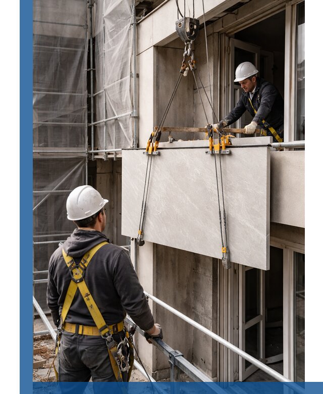 Подъем керамогранита на этаж в Вятских Поляне грузчиками и техникой