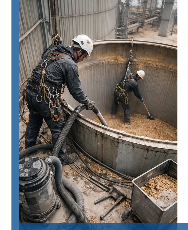 Профессиональная чистка зерновых бункеров в Вятских Поляне с выездом