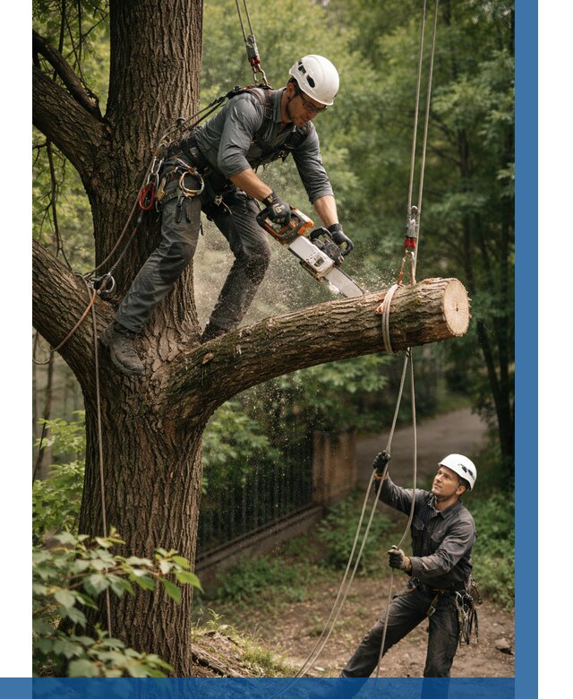 Спил деревьев альпинистами в Вятских Поляне от 8120 р. | ВЫСОТНИК-Втс
