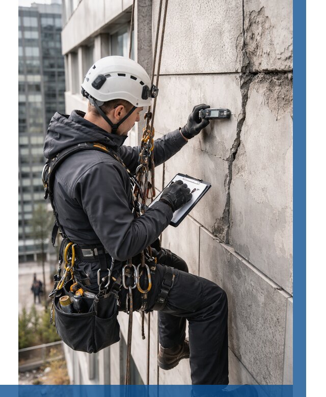 Обследование фасада альпинистами в Вятских Поляне от 122 р. | ВЫСОТНИК-Втс