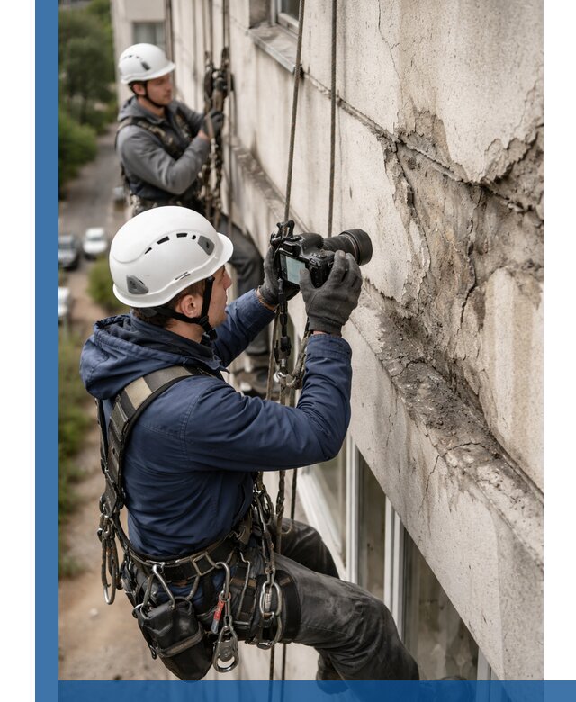 Фотофиксация дефектов фасада с высотной съемкой в Вятских Поляне