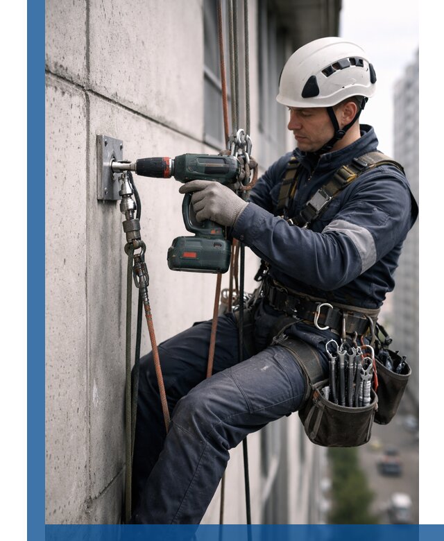 Установка анкерных точек для высотных работ в Вятских Поляне